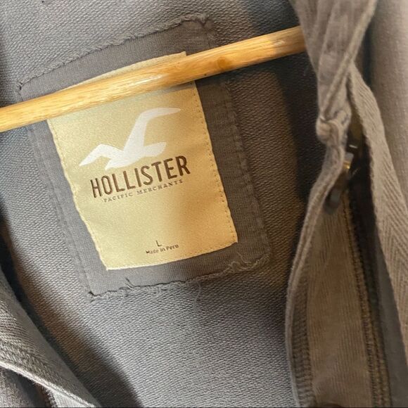 Hollister Y2K Gray Crop Hoodie sweatshirt Jacket women's size Small - Picture 9 of 9